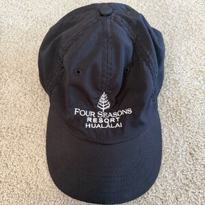 Four Seasons Hotel Hualalai Strapback Hat Baseball Cap Black Souvenir Hawaii